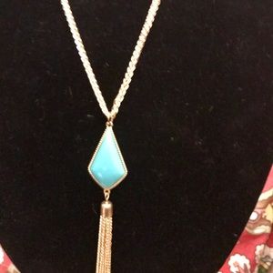 Gold and turquoise tassel necklace